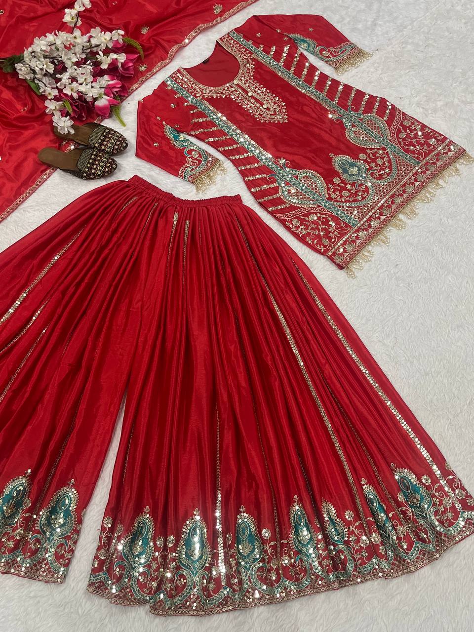 The Sovereign Crimson Sharara Set